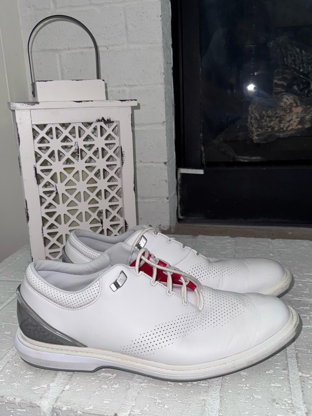 Men's Jordan White Golf  Shoes with Red Lace Accent size 11.